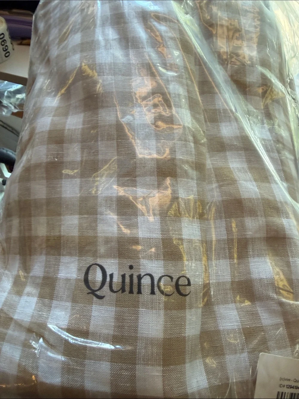 Quince NWOT European Linen Gingham Duvet Cover Set in  Cafe King Size